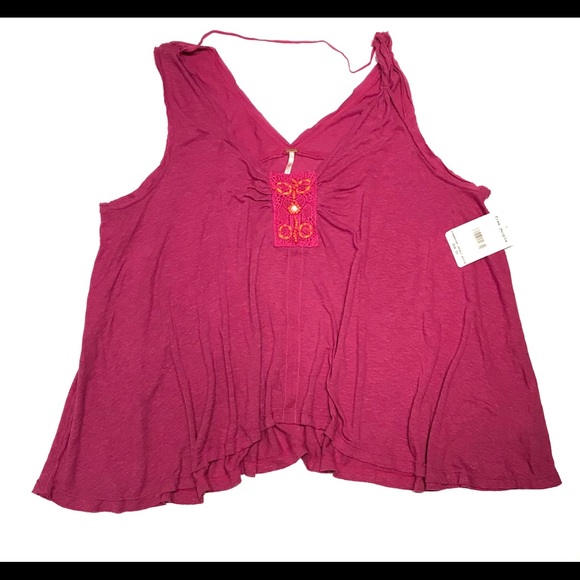 Free People Vibes Tank Top Pink Linen Medium - Picture 3 of 8